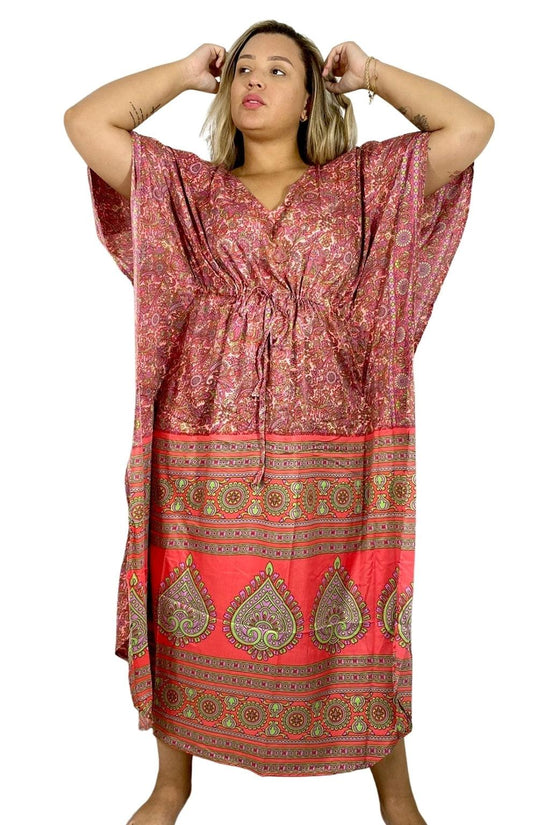 Kaftan Longa Seda Indiana Sonho Boho Coleção Premium 7932
