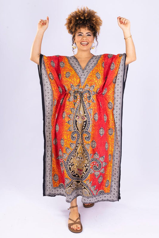 Kaftan Longa Mandala Colors Moda Boho Ajustável Coleção Premium 8866