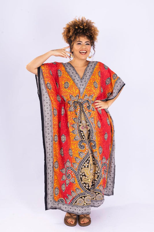 Kaftan Longa Mandala Colors Moda Boho Ajustável Coleção Premium 8866