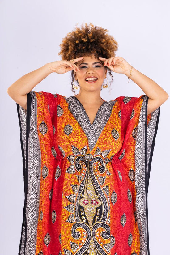 Kaftan Longa Mandala Colors Moda Boho Ajustável Coleção Premium 8866.