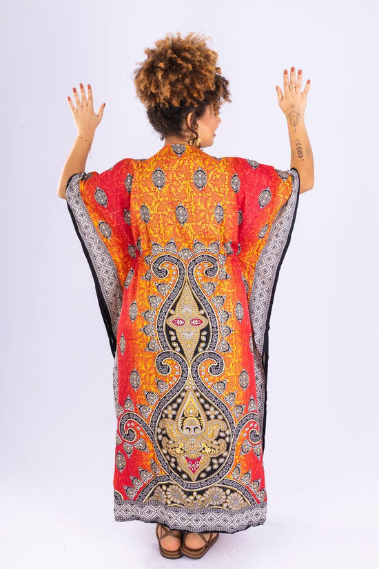 Kaftan Longa Mandala Colors Moda Boho Ajustável Coleção Premium 8866.