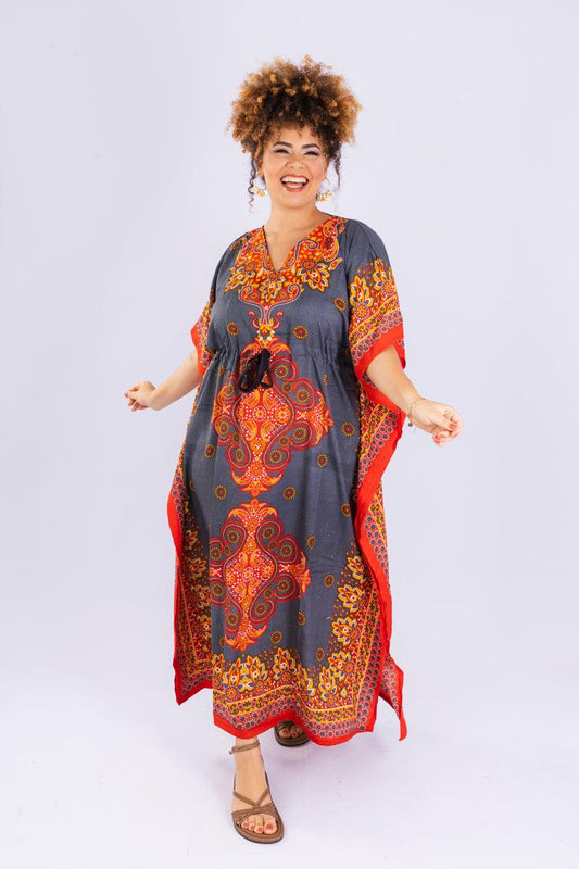 Kaftan Longa Mandala Colors Moda Boho Ajustável Coleção Premium 2957