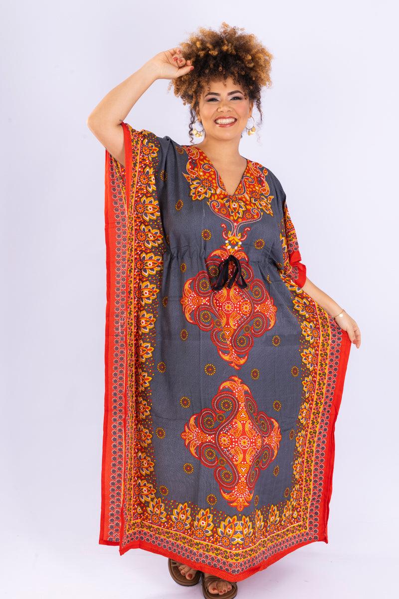 kaftan longa mandala colors moda boho ajustável coleção premium 2957.