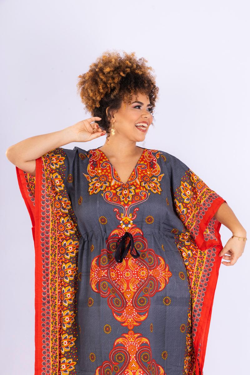 kaftan longa mandala colors moda boho ajustável coleção premium 2957.