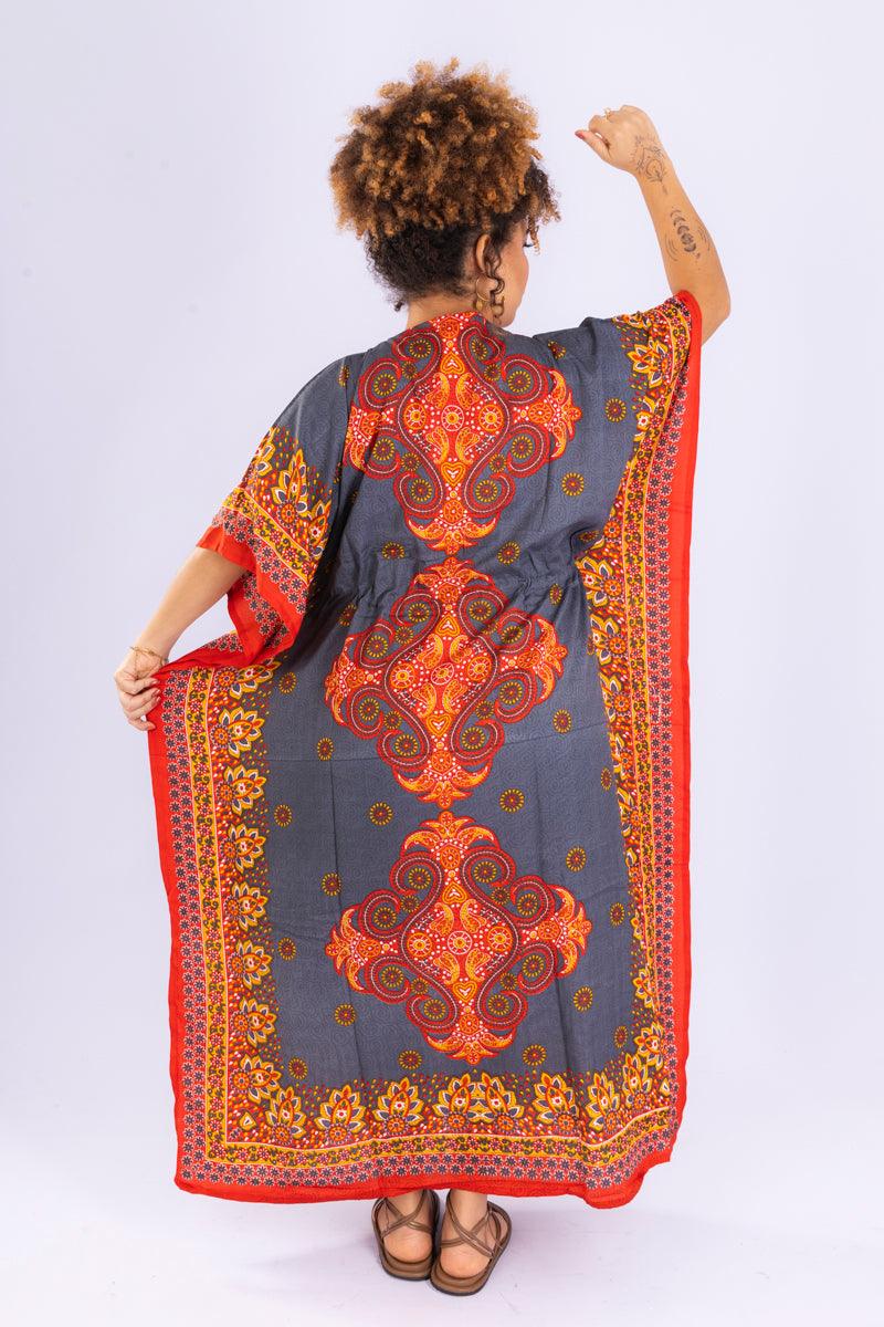 Kaftan Longa Mandala Colors Moda Boho Ajustável Coleção Premium 2957.