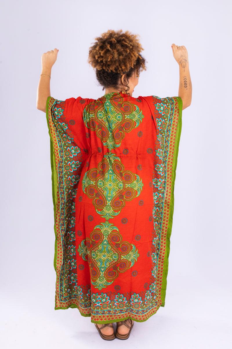 Kaftan Longa Mandala Colors Moda Boho Ajustável Coleção Premium 3742.