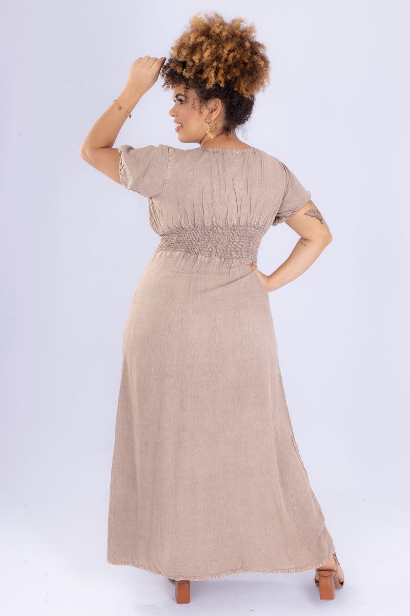 Vestido Ciganinha Luz do Deserto Bordado Viscose Coleção Premium 8843.