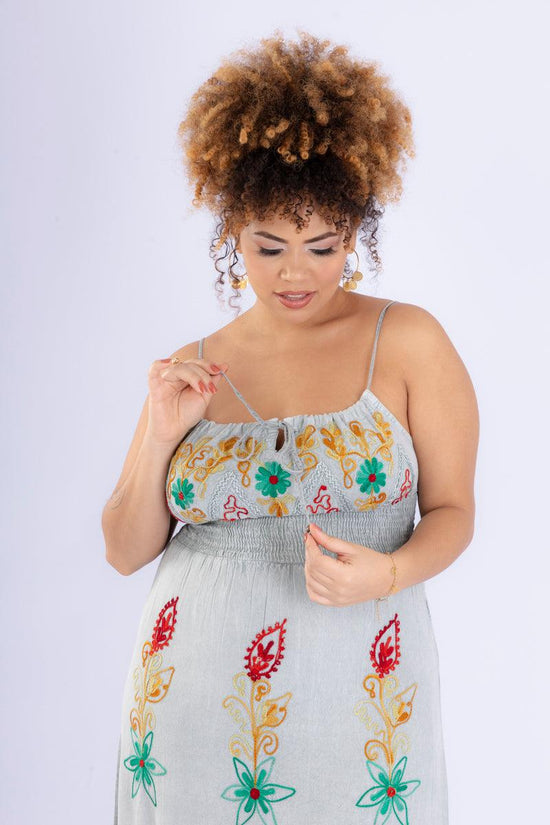Vestido Longo Luz de Angra Bordado Viscose Coleção Premium 3828