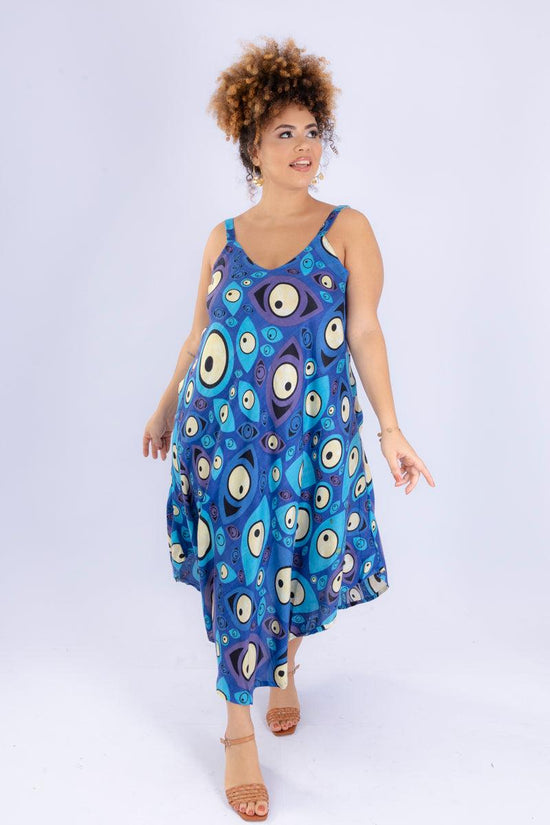 Vestido Trapézio Ajustável Olho Grego Viscose Coleção Premium 4098