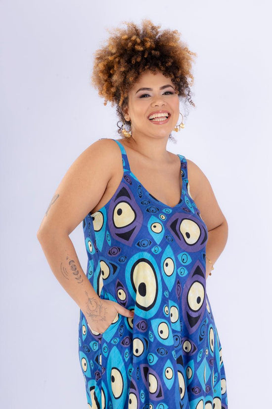 Vestido Trapézio Ajustável Olho Grego Viscose Coleção Premium 4098