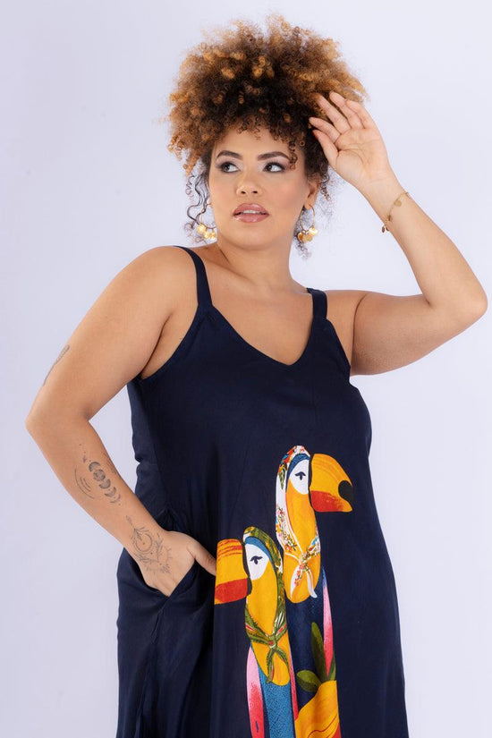 Vestido Trapézio Ajustável Tropical Vibes Soltinho Viscose Coleção Premium 5548