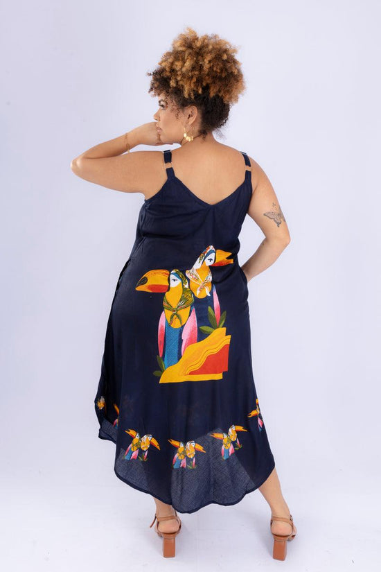 Vestido Trapézio Ajustável Tropical Vibes Soltinho Viscose Coleção Premium 5548