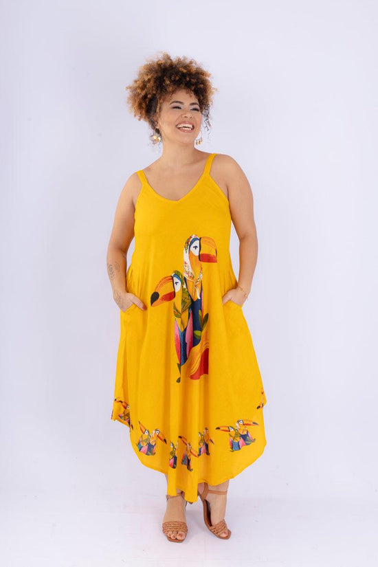 Vestido Trapézio Ajustável Tropical Vibes Soltinho Viscose Coleção Premium 191