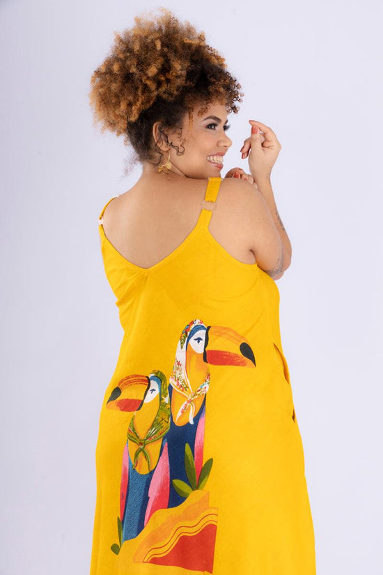 Vestido Trapézio Ajustável Tropical Vibes Soltinho Viscose Coleção Premium 191
