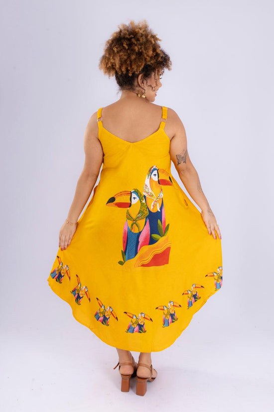 Vestido Trapézio Ajustável Tropical Vibes Soltinho Viscose Coleção Premium 191