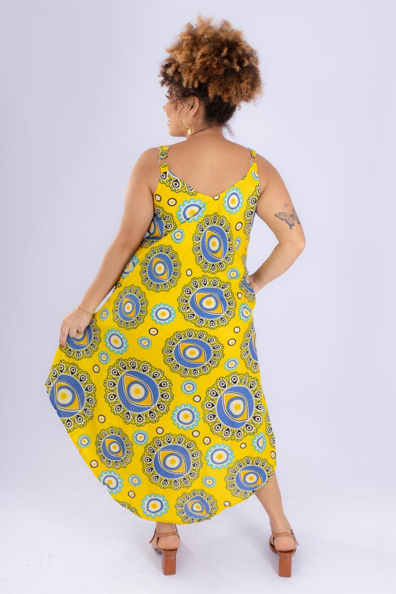 Vestido Trapézio Ajustável Espirito Etnico Soltinho Viscose Coleção Premium 9186