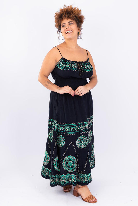 Vestido Black Longo Stone Bordado Coleção Viscose Premium 1377