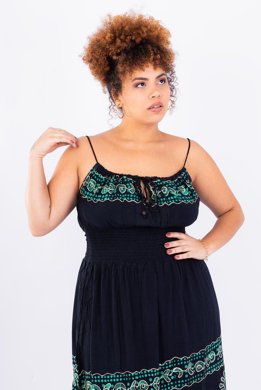 Vestido Black Longo Stone Bordado Coleção Viscose Premium 1377