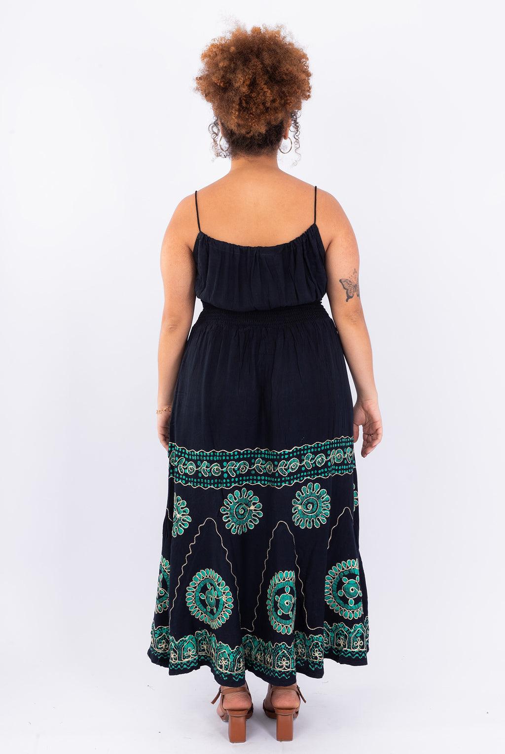 Vestido Black Longo Stone Bordado Coleção Viscose Premium 1377
