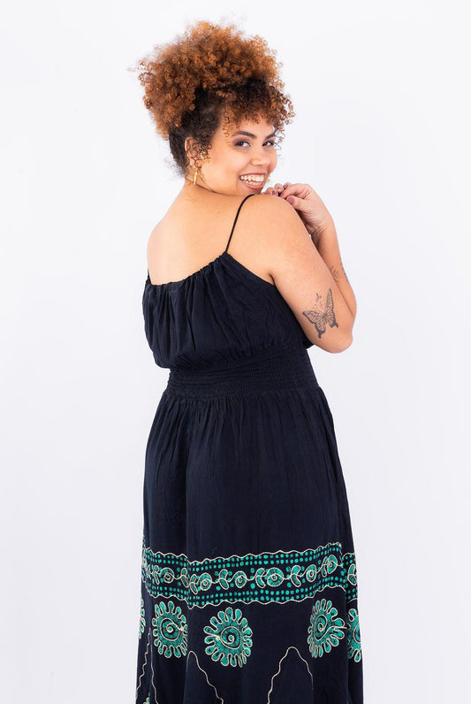 Vestido Black Longo Stone Bordado Coleção Viscose Premium 1377