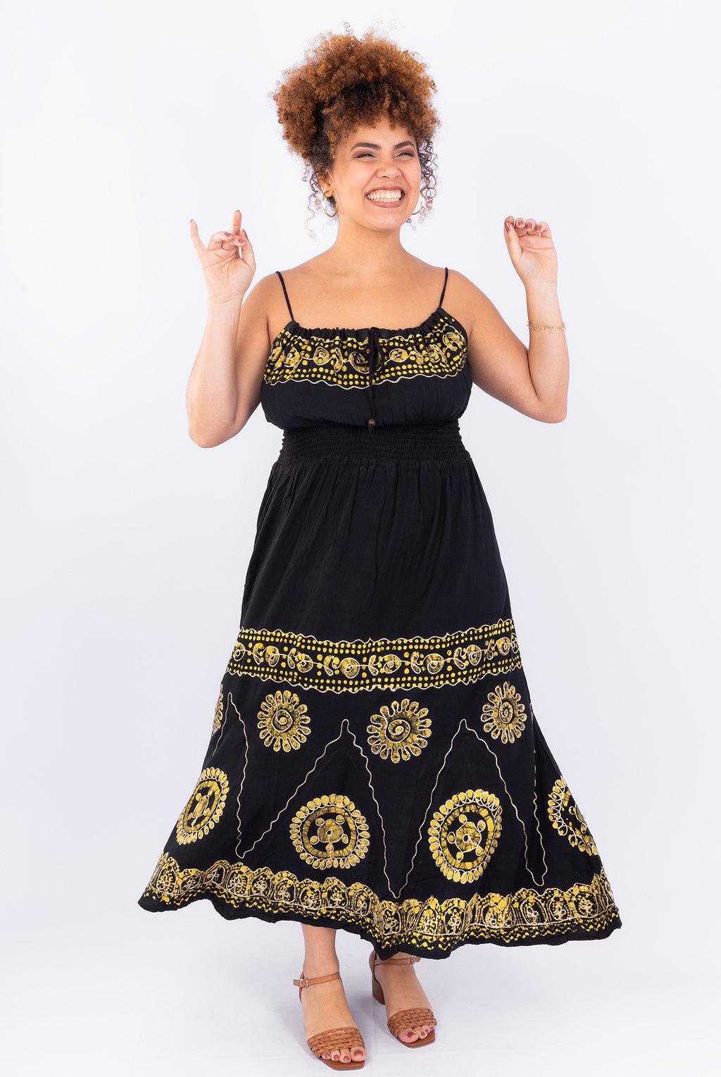 Vestido Black Longo Stone Bordado Coleção Viscose Premium 1694