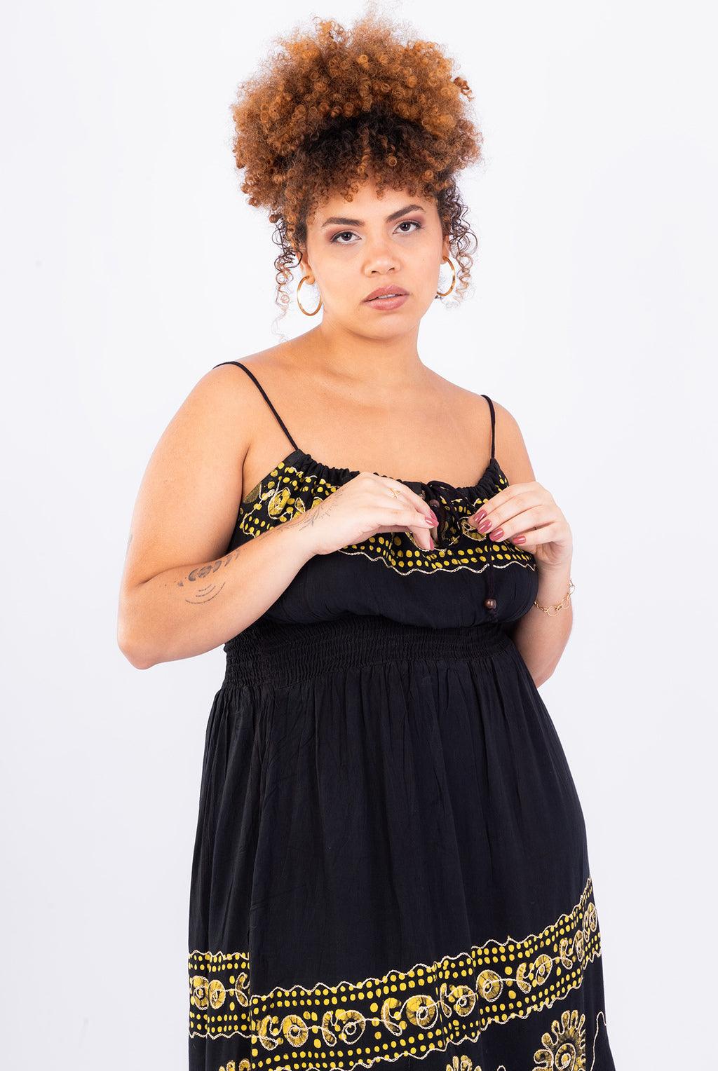 Vestido Black Longo Stone Bordado Coleção Viscose Premium 1694