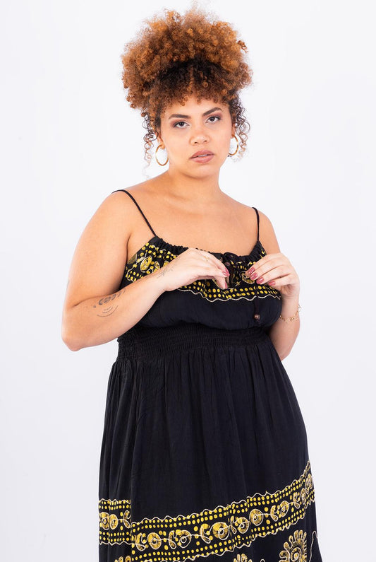 Vestido Black Longo Stone Bordado Coleção Viscose Premium 1694