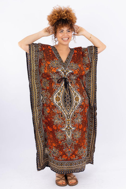 Kaftan Longa Jardim Majestoso Ajustável Coleção Boho Premium 7442