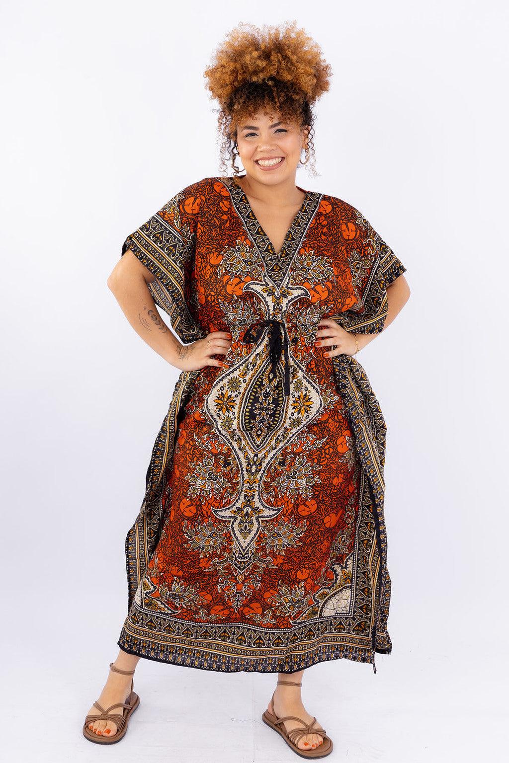 Kaftan Longa Jardim Majestoso Ajustável Coleção Boho Premium 7442