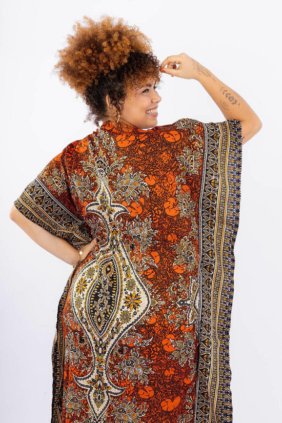 Kaftan Longa Jardim Majestoso Ajustável Coleção Boho Premium 7442
