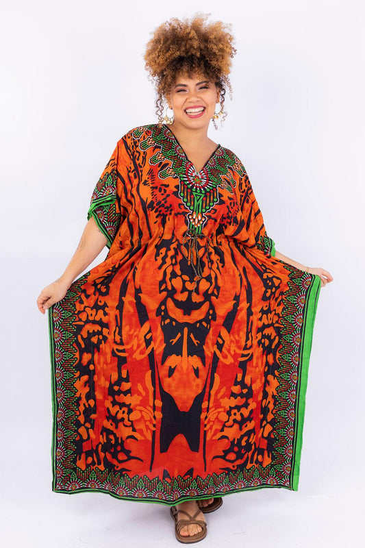Kaftan Longa Safari Chic Moda Boho Ajustável Coleção Premium 7431