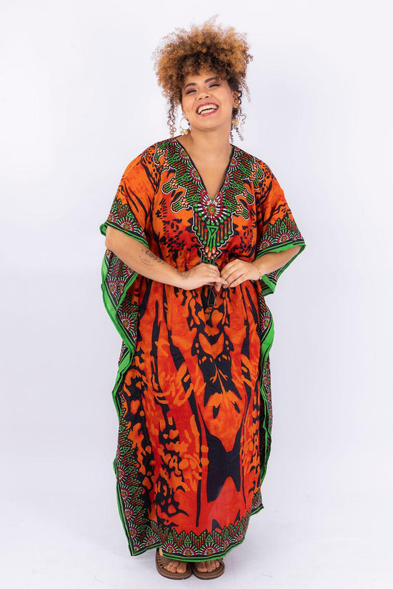 Kaftan Longa Safari Chic Moda Boho Ajustável Coleção Premium 7431