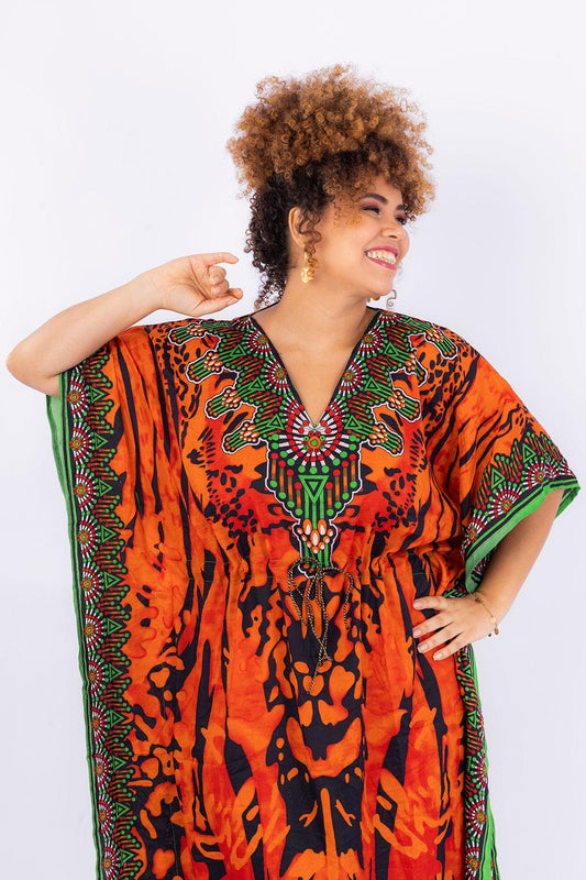 Kaftan Longa Safari Chic Moda Boho Ajustável Coleção Premium 7431