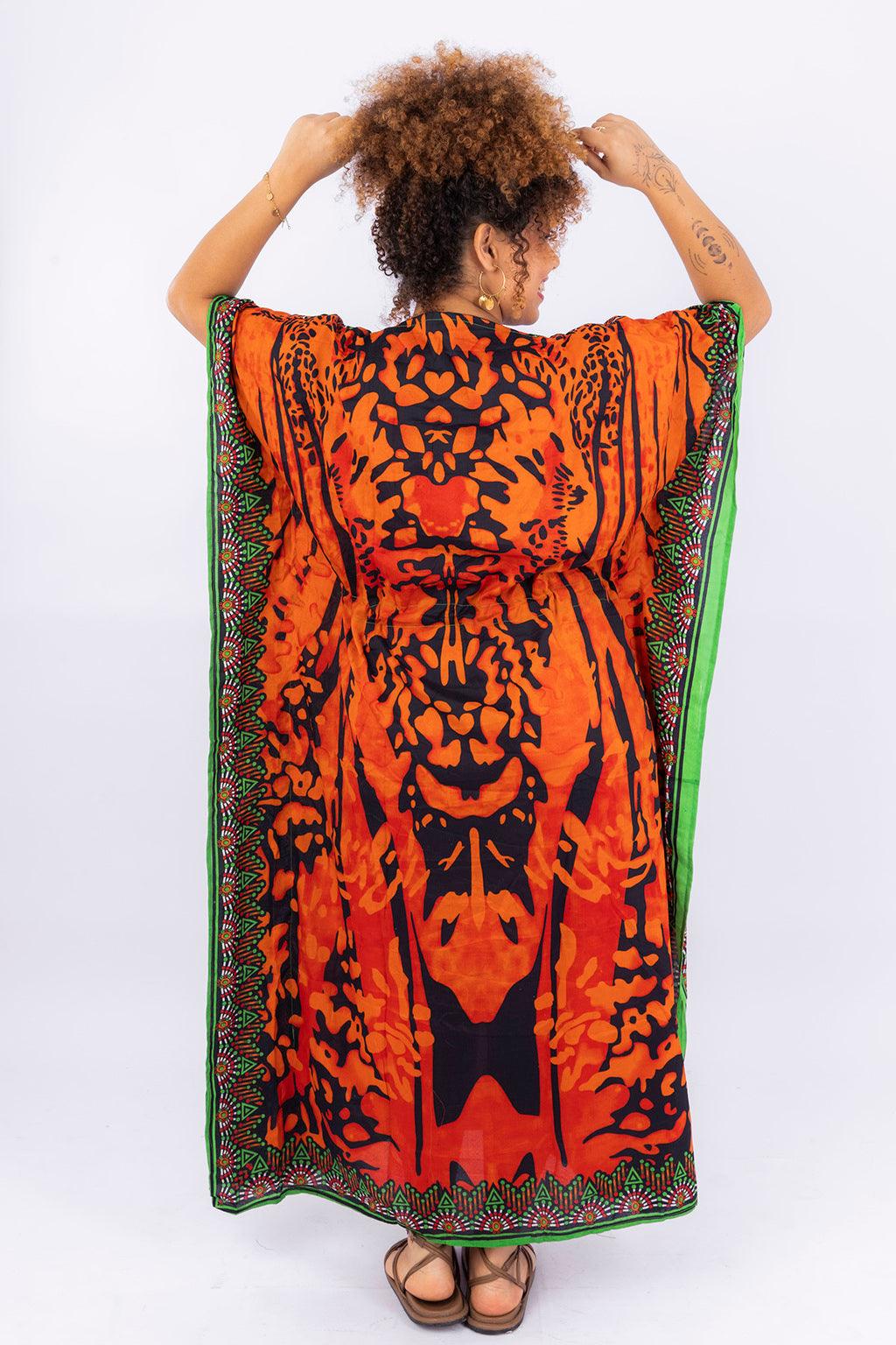 Kaftan Longa Safari Chic Moda Boho Ajustável Coleção Premium 7431