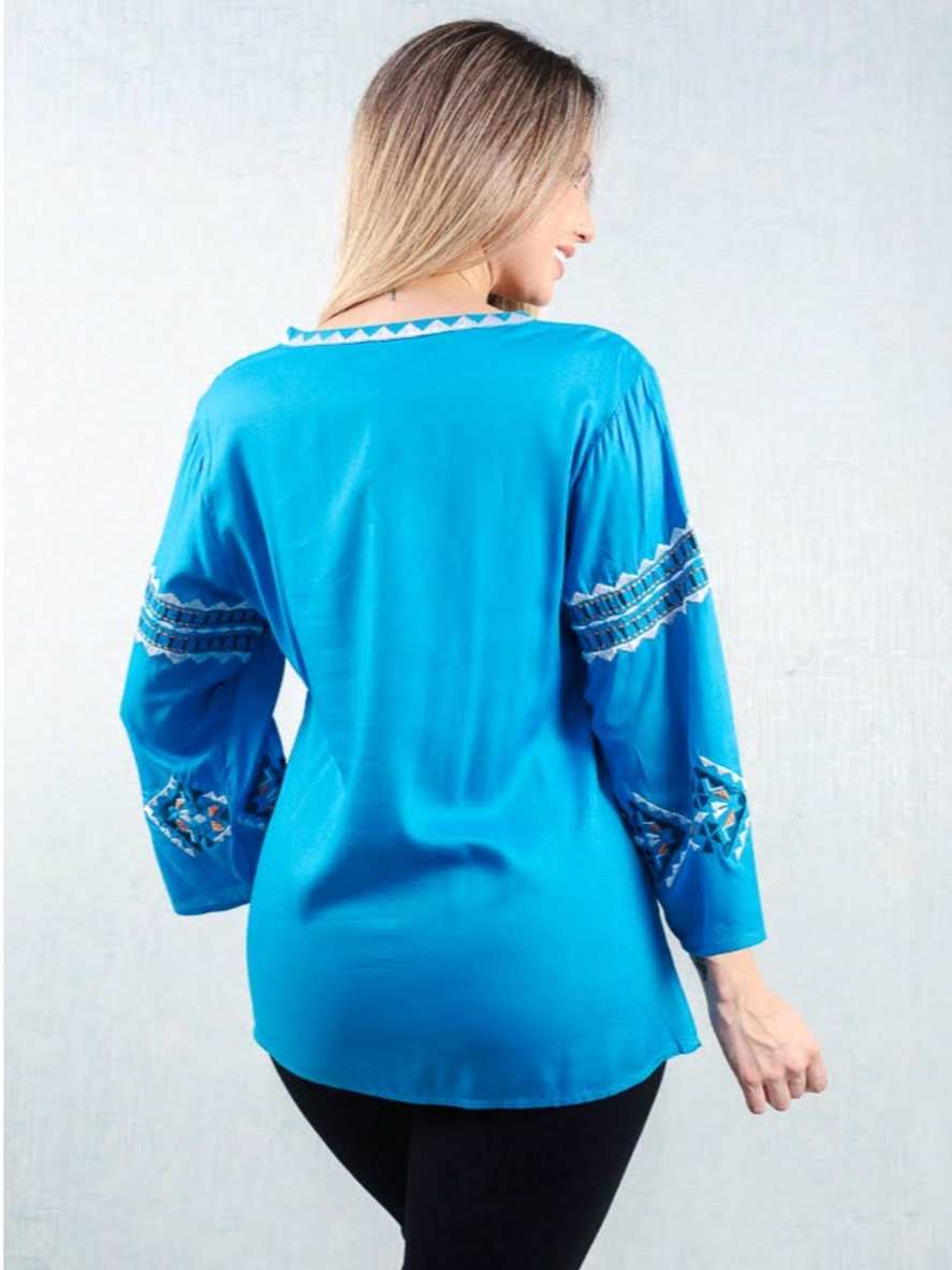 Kaftan Longa Mosaico Mediterrâneo Moda Boho Ajustável Coleção Premium 5162.