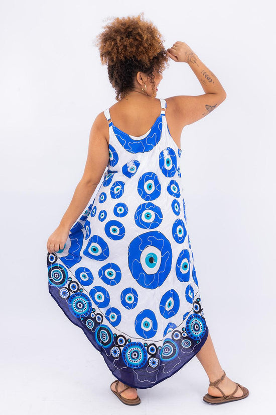 Vestido Olho Grego Celeste Ajustável Viscose Coleção Premium 8892