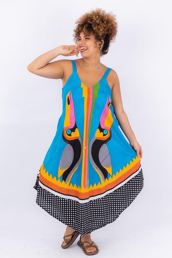 Vestido Trapézio Ajustável Tucano Tropical Viscose Ajustável Coleção Premium 1459