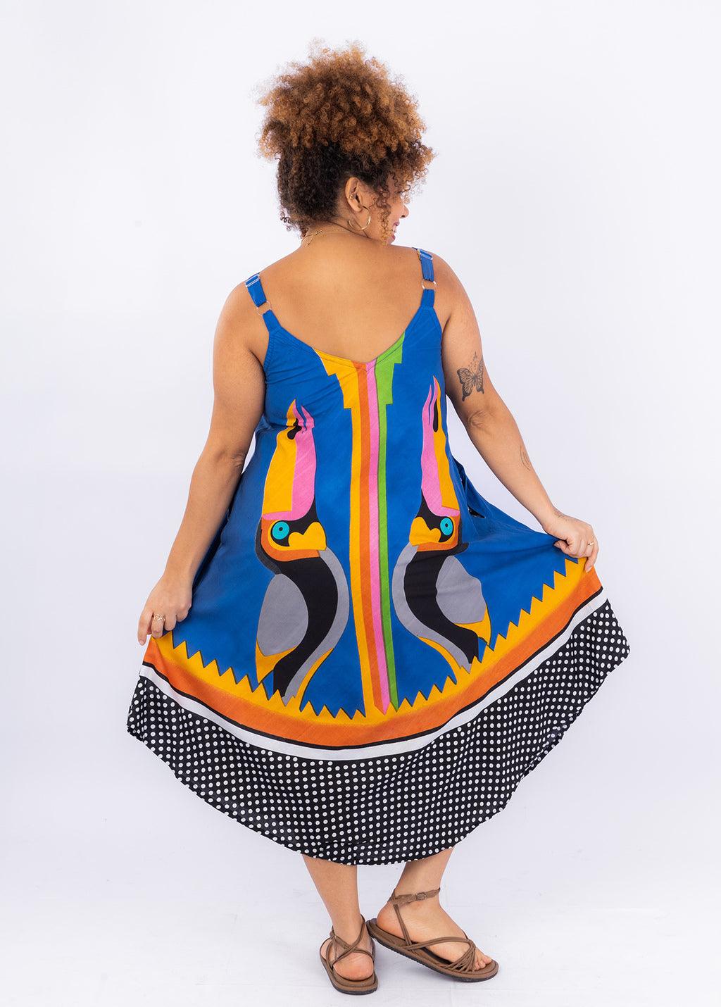 Vestido Trapézio Ajustável Tucano Tropical Viscose Ajustável Coleção Premium 4979
