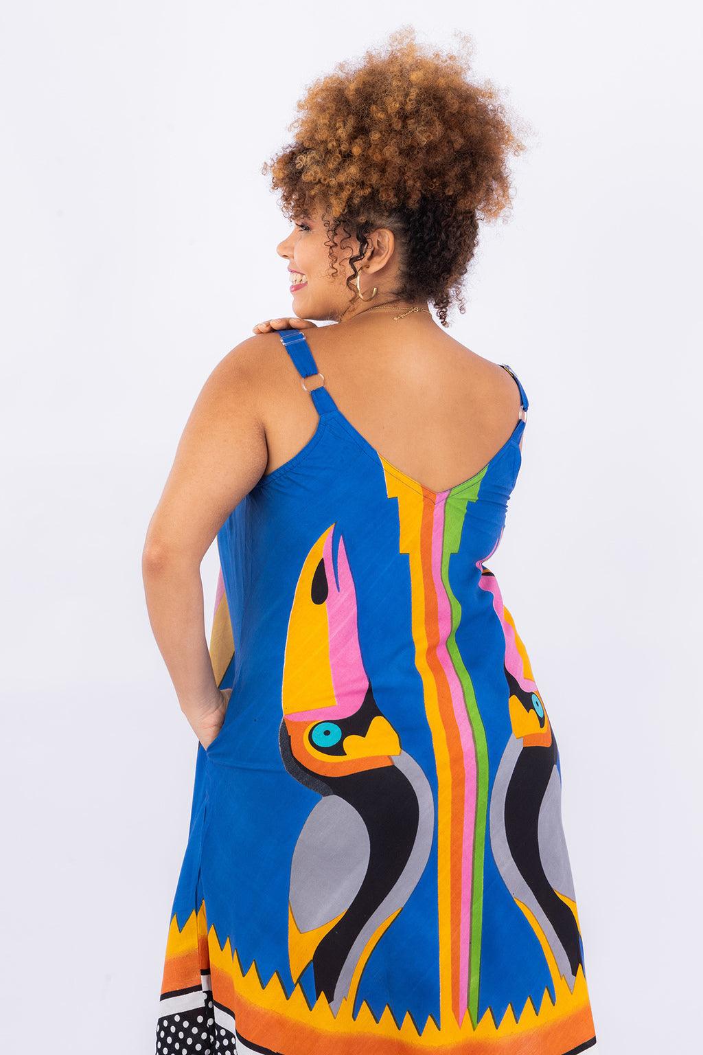 Vestido Trapézio Ajustável Tucano Tropical Viscose Ajustável Coleção Premium 4979