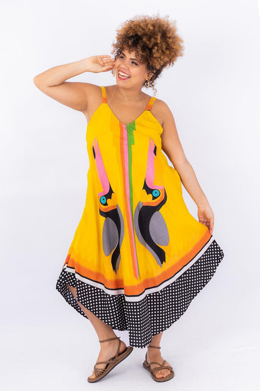 Vestido Trapézio Ajustável Tucano Tropical Viscose Ajustável Coleção Premium 6150