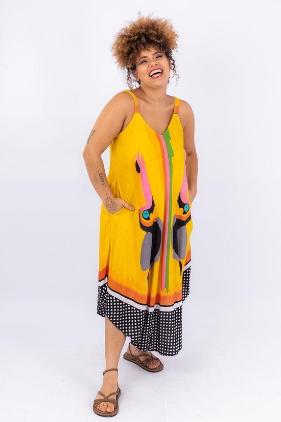 Vestido Trapézio Ajustável Tucano Tropical Viscose Ajustável Coleção Premium 6150