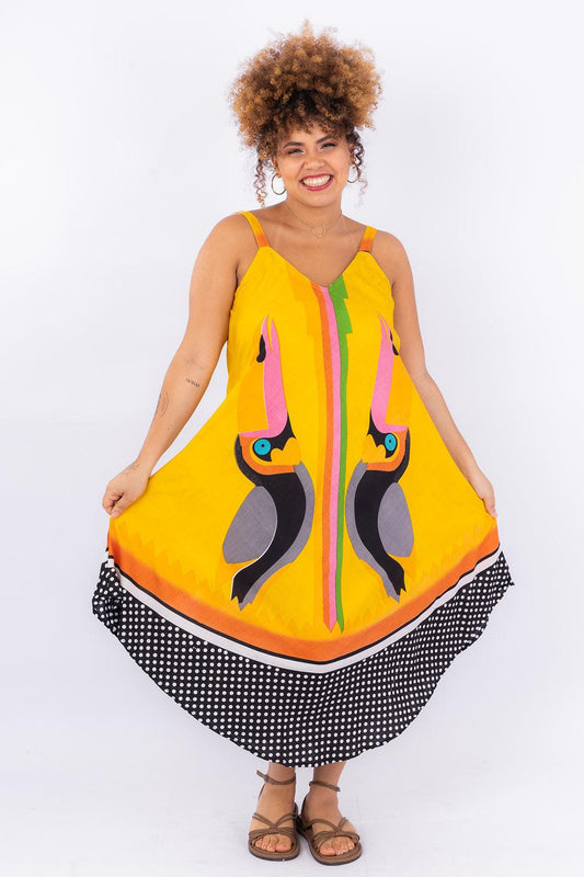 Vestido Trapézio Ajustável Tucano Tropical Viscose Ajustável Coleção Premium 6150