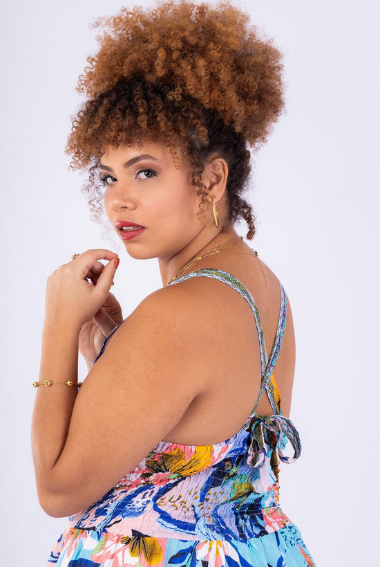 Vestido Tropical Longo Boho Chic Seda Indiana Coleção Luxo 4383