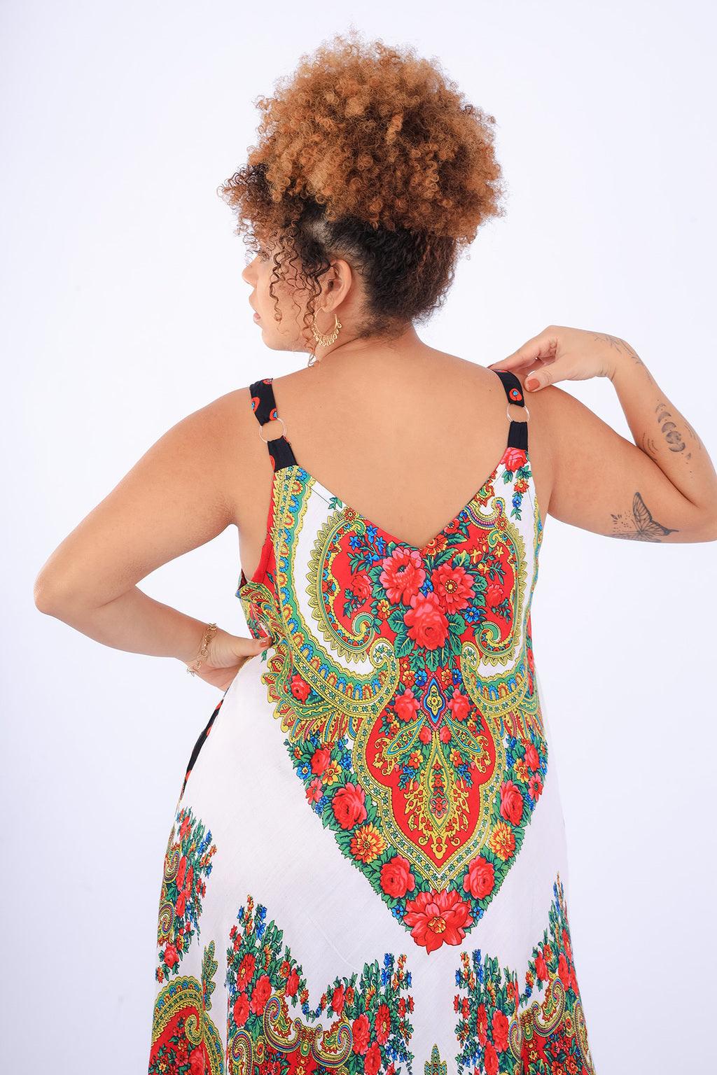 Vestido Trapézio Ajustável Midi Balonê Soltinho Boho Chic