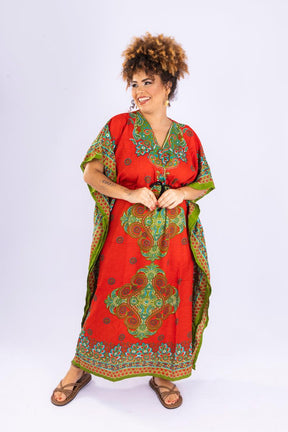 Kaftan Longa Mandala Colors Moda Boho Ajustável Coleção Premium 3742 - Indra Moda Indiana