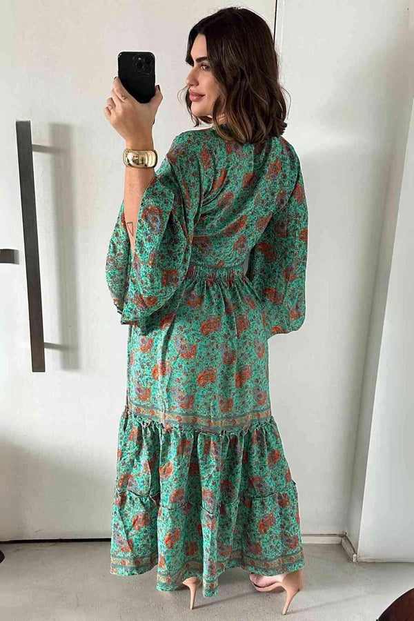 Kaftan Longa Mandala Colors Moda Boho Ajustável Coleção Premium 3742 - Indra Moda Indiana