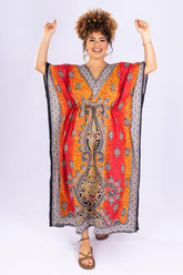 Kaftan Longa Mandala Colors Moda Boho Ajustável Coleção Premium 8866 - Indra Moda Indiana