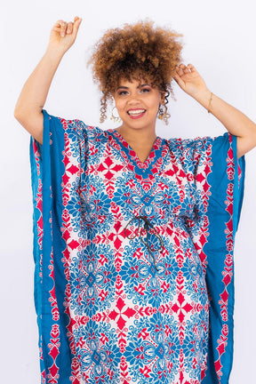 Kaftan Longa Mosaico Mediterrâneo Moda Boho Ajustável Coleção Premium 5162 - Indra Moda Indiana