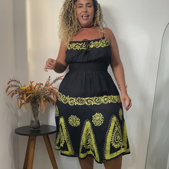 Vestido Black Curto Stone Bordado Coleção Viscose Premium 2575.