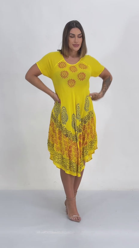 Vestido Trapézio Ajustável Luz de Kahina Manga Curta